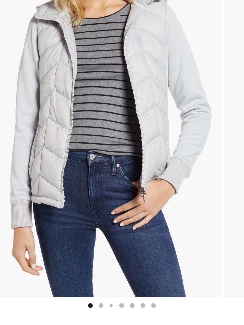 Barbour - Light Gray Quilted Hooded Jacket